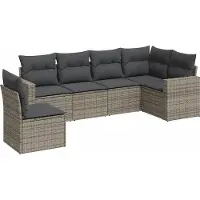 vidaXL Ensemble de salon de jardin 6 pièces avec coussins Gris Poly rotin