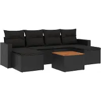 vidaXL Ensemble de salon de jardin 7 pièces avec coussins noir poly rotin