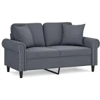 vidaXL Canapé 2 places avec oreillers gris foncé 120 cm velours