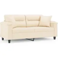 vidaXL Canapé 2 places avec oreillers beige 140 cm tissu microfibre