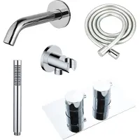 FortiFura Calvi Robinet de baignoire - bec 22cm à raccourcir - flexible - douchette stick - partie encastrable - support mural - chrome SW542643/SW706209/SW721166/SW1122510/SW496810