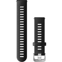 Garmin Bracelet En Silicone 20 Mm Fermeture Rapide Avec Boucle Argentée De Montre Noir