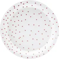 Party Deco Einwegteller Punkte 18 cm, 6 Stück, Weiss