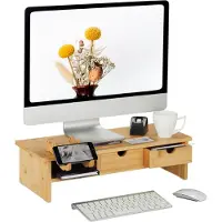 Relaxdays Support de moniteur, Réhausseur pour moniteur, Marron