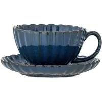 Bloomingville Ensemble de 6 tasses et soucoupes Latina bleu