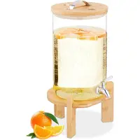 Relaxdays Getränkespender, Distributeur de boissons, Marron, Argent, Transparent, Multicolore