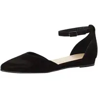 Tamaris Femme Ballerine en cuir avec lanière de cheville forme pointue talon compensé 1-24251-42, Taille:40 EU, Couleur:Noir