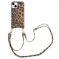 Selencia Coque de télephone Nova avec cordon et porte-cartes pour Apple iPhone 15 - Leopard