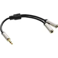 InLine S-99250 câble audio 0,15 m 3,5mm 2 x 3.5mm Noir et Argent