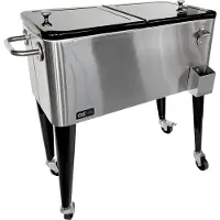 Axi Retro Cooler Inox | Réfrigérateur De Boissons Mobile Pour L’Extérieur / Le Jardin | Glacière 76 Litre