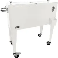 Axi Retro Cooler Blanc | Réfrigérateur De Boissons Mobile Pour L’Extérieur / Le Jardin | Glacière 76 Litre