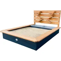 Axi Bac à sable Lina avec bacs à sable et à eau et mur de jeux, couleur anthracite/marron - Sable et eau - Bâche de protection et toile de sol incluses - Garantie de 10 ans !