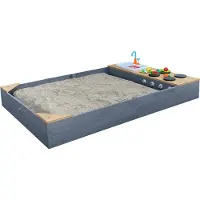 Axi Kelly Zandbak met Speelkeuken Grijs/bruin - Wastafel incl. 17-delige accessoire-set - Inclusief afdekzeil en gronddoek