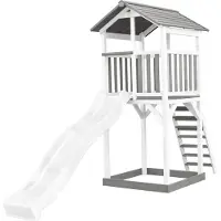 Axi Beach Tower Aire De Jeux Avec Toboggan En Blanc & Bac À Sable | Grande Maison Enfant Extérieur En Gris & Blanc | Cabane De Jeu En Bois