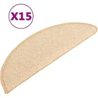 vidaXL Tapis d'escalier 15 pièces 56 x 17 x 3 cm Crème Demi-rond
