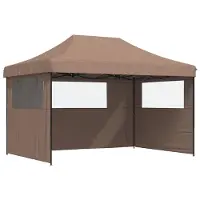 vidaXL Tente de réception pliable Pop-Up avec 3 parties latérales brun