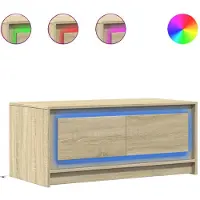 vidaXL Table basse LED Chêne Sonoma Matériau dérivé du bois