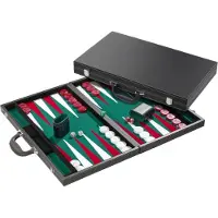 Philos 1715 - Jeu de backgammon, taille de tournoi, feutre de couleur vert, blanc et rouge, valise en simili cuir
