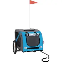 vidaXL Remorque pour vélo Chiens Bleu et gris Tissu Oxford et fer