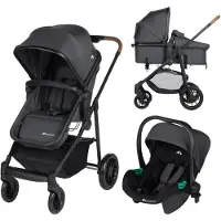 Bebeconfort Haze Trio, poussette 3 en 1 set complet, 0-4 ans, unité de siège 2 en 1, poussette réversible & légère, coque i-Size pour bébé,Tinted Grey
