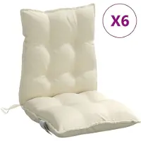 vidaXL Coussins de chaise à dossier bas lot de 6 crème tissu oxford