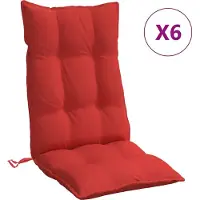 vidaXL Coussins de chaise à dossier haut lot de 6 rouge tissu oxford