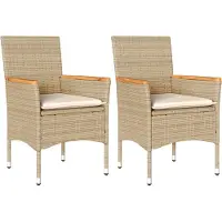vidaXL Chaises de jardin avec coussins 2 pcs. Beige Poly Rattan