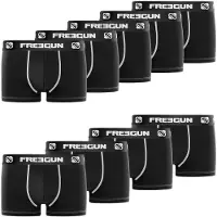 Freegun Boxer Homme Coton, Calecon Homme, Durable, Peaux-sensibles (Lot de 9), Noir, Taille L