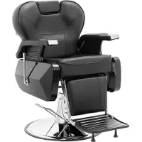 Expondo Fauteuil de coiffeur avec repose-pieds - 57-69 cm - 150 kg - Noir
