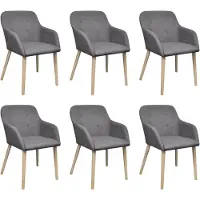 vidaXL Chaises de salle à manger 6 pcs. Gris clair Tissu et bois massif Chêne