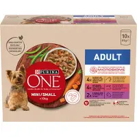 Purina One 10x85g Purina ONE Mini Adult poulet, bœuf et agneau nourriture humide pour chien