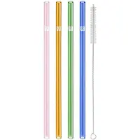 Zwilling Pailles en verre colorées droites set de 4, + brosse de nettoyage, Pailles, Multicolore