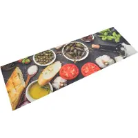 vidaXL Tapis de cuisine lavable impression vin dîner 60x180 cm velours