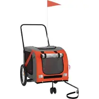vidaXL Remorque pour vélo Chiens Orange et Gris Tissu Oxford et fer