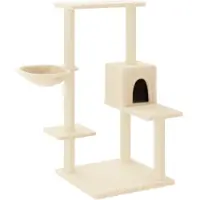 vidaXL Arbre à chat avec colonnes à griffer en sisal Crème 95 cm