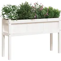 vidaXL Jardinières avec pieds blanc 110x31x70 cm bois de pin massif