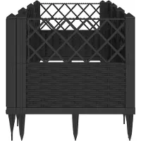 vidaXL Jardinière avec piquets noir 123,5x43,5x43,5 cm PP