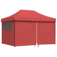 vidaXL Tente de réception pliable Pop-Up avec 4 panneaux latéraux rouge bourgogne