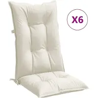 vidaXL Coussins de chaise à dossier haut lot de 6 crème mélangé tissu