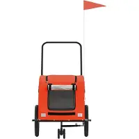 vidaXL Remorque pour vélo Chiens Orange et Gris Tissu Oxford et fer