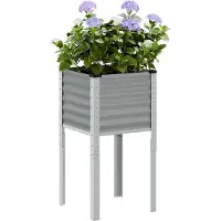 vidaXL Jardinière gris 45x45x88 cm acier