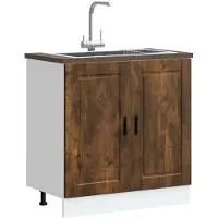 vidaXL Armoire sous évier Porto chêne fumé 80x46x81,5 cm