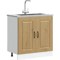 vidaXL Élément bas pour évier Kalmar Chêne Artisan 80x46x81,5 cm