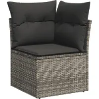 vidaXL Ensemble de salon de jardin 11 pièces avec coussins Gris Poly rotin