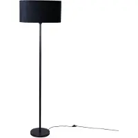 QAZQA Lampadaire noir avec abat-jour en velours ovale 50 cm - Simplo