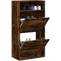 vidaXL Armoire à chaussures chêne fumé 60x34x116 cm bois d'ingénierie