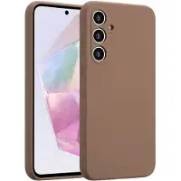Accezz Coque Liquid Silicone Samsung Galaxy A35 - Marron clair