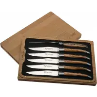 Laguiole En Aubrac Set de couteaux à steak de 6 pièces olivier