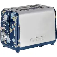 Laura Ashley Grille-pain 2 tranches avec support chauffant, 7 niveaux de brunissage, motif Elveden Navy