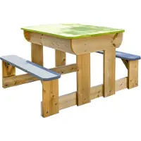 Wendi Toys Table de jeux pour enfants pour jeux de sable et d'eau avec 2 bancs, y compris bacs 2 bancs montés